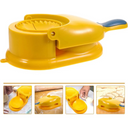 Máquina de fazer pastel amarela com alça ergonômica, ideal para cozinhar rápido e com praticidade.