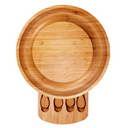 Tábua de queijo redonda com gaveta e utensílios em bambu