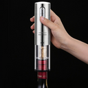 Abridor de vinho elétrico inox com base, cortador, bico dosador e rolha a vácuo – recarregável por USB