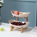 Fruteira vertical com base de madeira e bandejas premium — ideal para organizar com charme e funcionalidade.