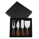 Kit 4 facas para queijo com cabo de madeira e estojo