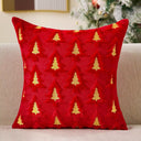 Kit 2 Peças Capa de Almofada de Natal Pinheiros Coloridos em Pelúcia 45x45 cm