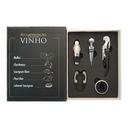 Kit de acessórios para vinho com 5 peças – abridor, corta-lacres, anel salva-gotas, tampa e dosador