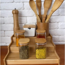 Rack de bambu 3 níveis para organização doméstica