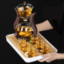 Set de Chá Luxuoso com Suporte de Madeira - 7 Peças Elegantes