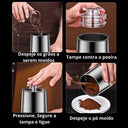 Moedor de café elétrico em aço inox com botão de pressão e lâmina interna para grãos, especiarias e alimentos secos