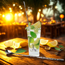 Colher espiral inox 30cm para coquetéis, drinks e sucos. Design sofisticado, ideal para bares e uso doméstico