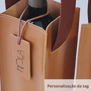 Estojo de Vinho em Couro Sintético com Tag Personalizada