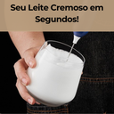 Mini mixer elétrico portátil com batedor fouet e corpo em aço, ideal para café, leite e shakes