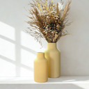 Vaso de cerâmica estilo nórdico com textura vertical e acabamento fosco para decoração minimalista
