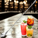 Colher espiral inox 30cm para coquetéis, drinks e sucos. Design sofisticado, ideal para bares e uso doméstico