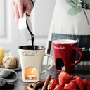 Fondue individual de chocolate com frutas e biscoitos para sobremesas