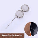 Infusor de chá esférico de inox com corrente de 4,5cm para ervas e folhas soltas - Casa Splendida