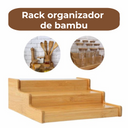 Rack de bambu 3 níveis para organização doméstica
