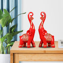 Par de elefantes decorativos em resina com acabamento esculpido e estilo moderno para casa ou escritório