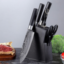 Jogo de facas damascus com 6 peças em aço inox e acabamento premium