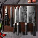 Jogo de facas damascus com 6 peças em aço inox e acabamento premium