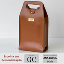 Estojo personalizado em couro sintético para 2 vinhos ou espumantes