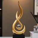 Escultura decorativa de resina com design fluido e elegante. Perfeita para sala, escritório ou mesa de centro.