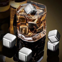 Cubos inox reutilizáveis com pinça e estojo. Resfria bebidas sem diluir. Kit elegante, prático e reutilizável da Casa Splendida.