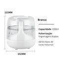 Umidificador aromático 650ml com luz noturna colorida disponível nas cores branco – Casa Splendida