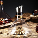 Aerador de aço inox com saída estilo flor em decanter iceberg de cristal.