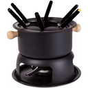 Kit fondue completo com 11 peças, ideal para 6 pessoas, com panela e rechaud.
