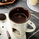 Fondue individual de chocolate com frutas e biscoitos para sobremesas