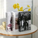 Kit com 3 livros decorativos de luxo. Estilo editorial elegante para sala, estante, bandejas e mesas de centro.
