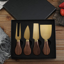 Kit 4 facas para queijo com cabo de madeira e estojo