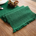 Corredor de mesa trançado verde 30x220cm em algodão e linho
