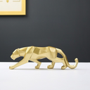 Escultura de pantera com design geométrico em resina. Elegância moderna para mesa, estante ou escritório.