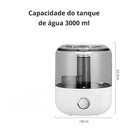 Umidificador básico branco com tanque 3 litros e medidor de névoa