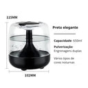 Umidificador aromático 650ml com luz noturna colorida disponível nas cores preto – Casa Splendida