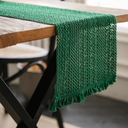 Corredor de mesa trançado verde 30x220cm em algodão e linho