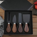 Kit 4 facas para queijo com cabo de madeira e estojo