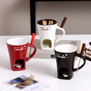 Fondue individual de chocolate com frutas e biscoitos para sobremesas
