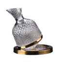Decanter rotativo de cristal 1500ml com base giratória e acabamento espelhado para vinhos sofisticados.