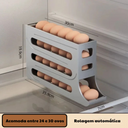 Porta ovos com design deslizante, armazena até 30 unidades com segurança e organização total