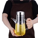 Galheteiro de vidro 800ml com bico antivazamento inox e alça ergonômica – ideal para azeite e molhos