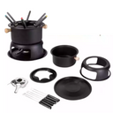 Kit fondue completo com 11 peças, ideal para 6 pessoas, com panela e rechaud.