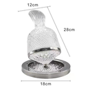 Decanter rotativo de cristal 1500ml com base giratória e acabamento espelhado para vinhos sofisticados.
