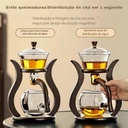 Set de Chá Luxuoso com Suporte de Madeira - 7 Peças Elegantes