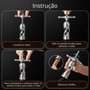 Instruções de uso do abridor de vinho Casa Splendida, mostrando as etapas para perfurar e remover a rolha com facilidade.