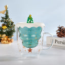 Caneca de Natal Casa Splendida vazia de vidro borossilicato de parede dupla, destacando o design natalino contra fundo claro