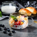 Conjunto com 2 canecas de vidro escritas "Good Morning" em preto e branco - Casa Splêndida
