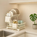 Escorredor de Louça 2 Andares Rack Metálico Bege e Preto Casa Splendida