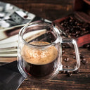 Caneca vidro borossilicato 350ml parede dupla com alça ideal para lattes
