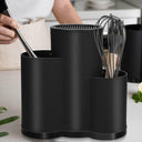 Organizador elegante de talheres e facas com escorredor e base removível nas cores branco e preto