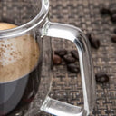 Caneca vidro borossilicato 350ml parede dupla com alça ideal para lattes